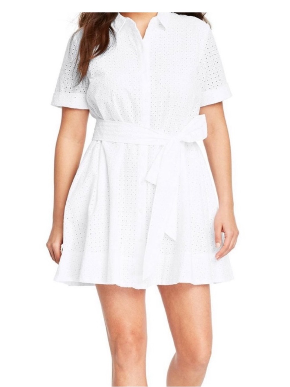 Lisa Marie Fernandez for Target White Eyelet Tie Waist Shirt Dress with Pockets